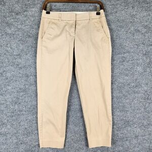 J. Crew City Fit Stretch Chino Pants Womens 0 Khaki Tan Cotton Blend